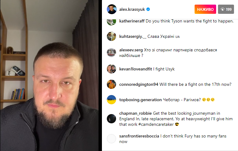 Krasiuk confirms new opponent for Usyk to replace Fury