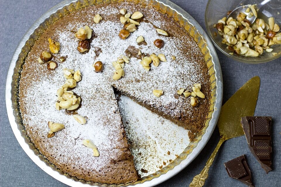 Fluffy chocolate cake in a pan