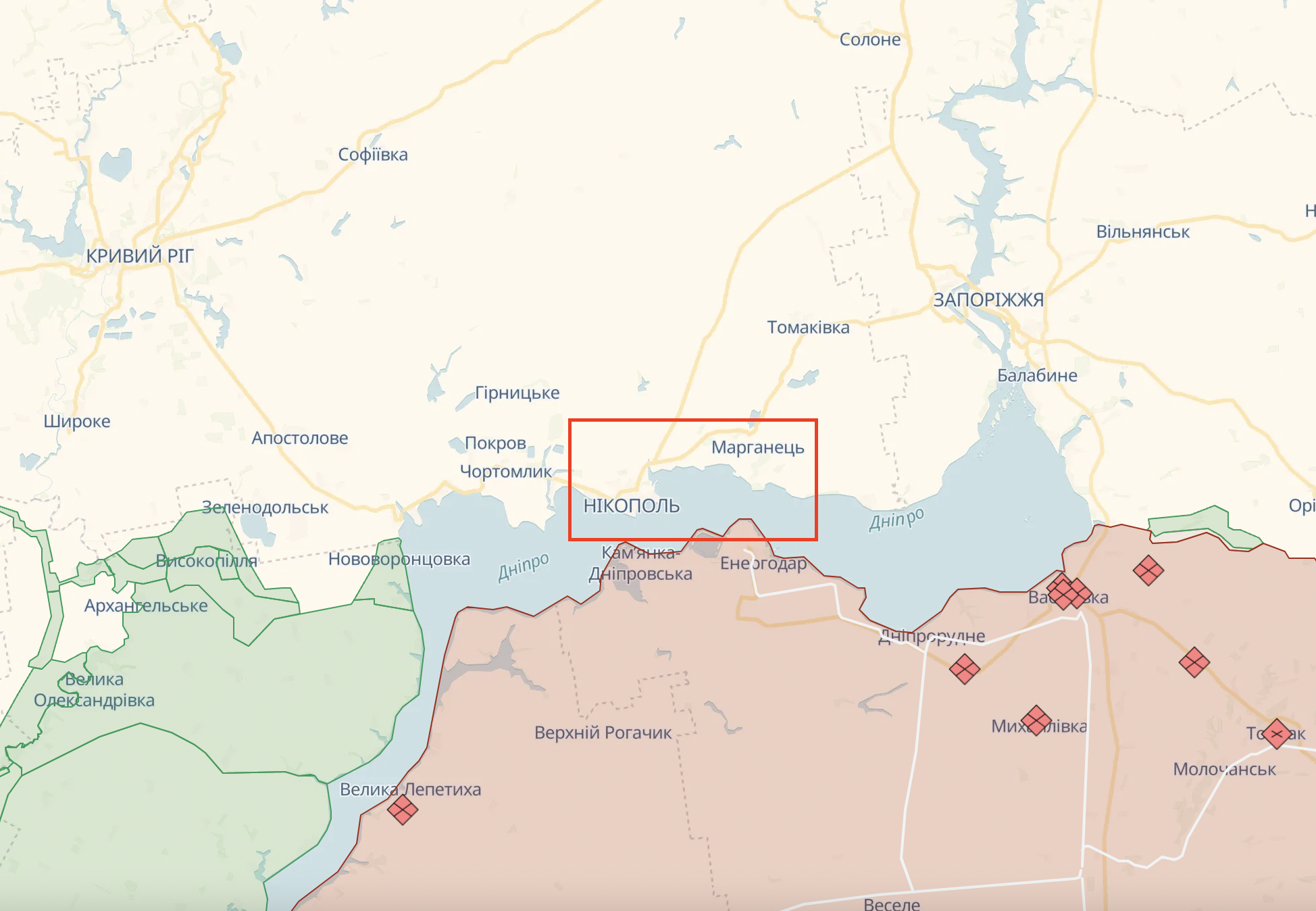Nikopol i Marganiec są stale atakowane przez Rosjan