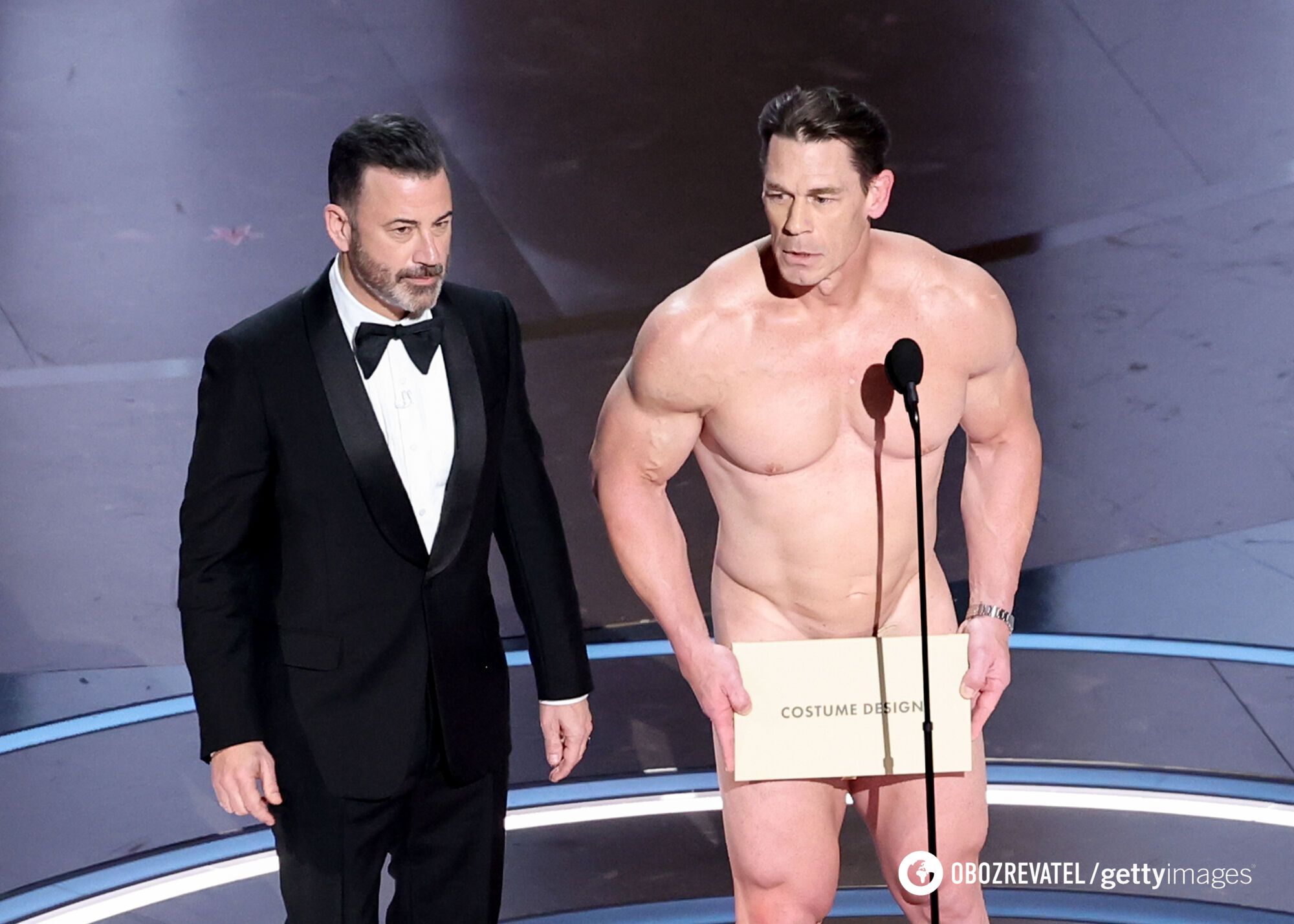 Wrestler-actor John Cena took to the Oscars stage completely naked: and here's why. Photo