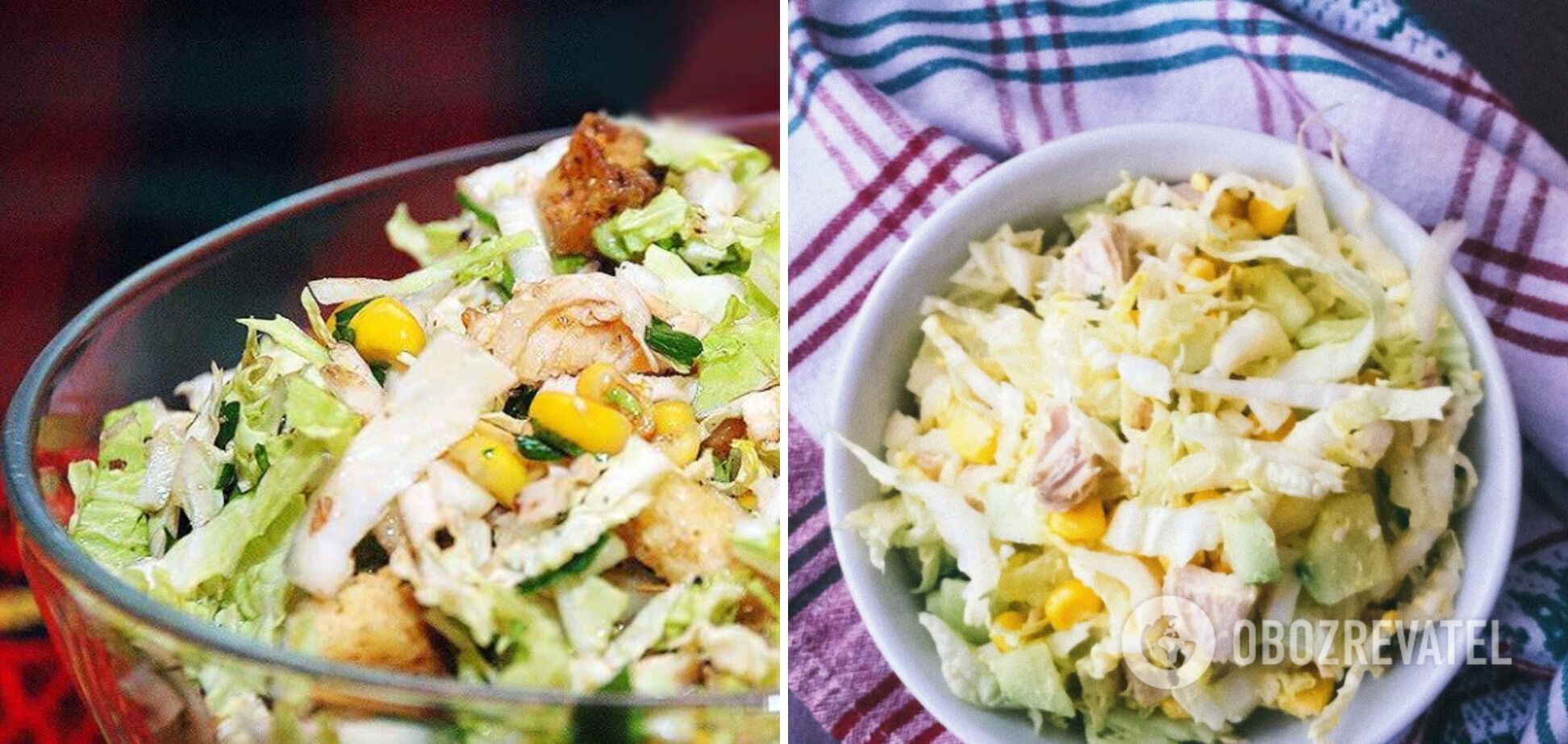 Salad with Chinese cabbage and corn