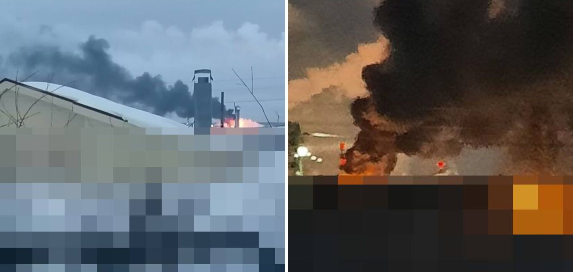 A pillar of fire and black smoke rose: photos of a powerful fire at the Lukoil refinery in Russia after a drone attack appeared