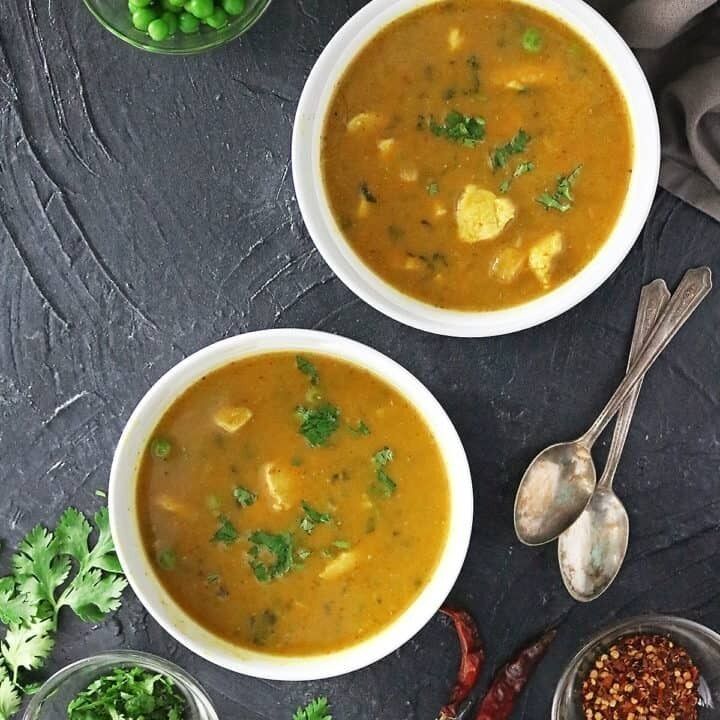 Delicious homemade soup with parsley