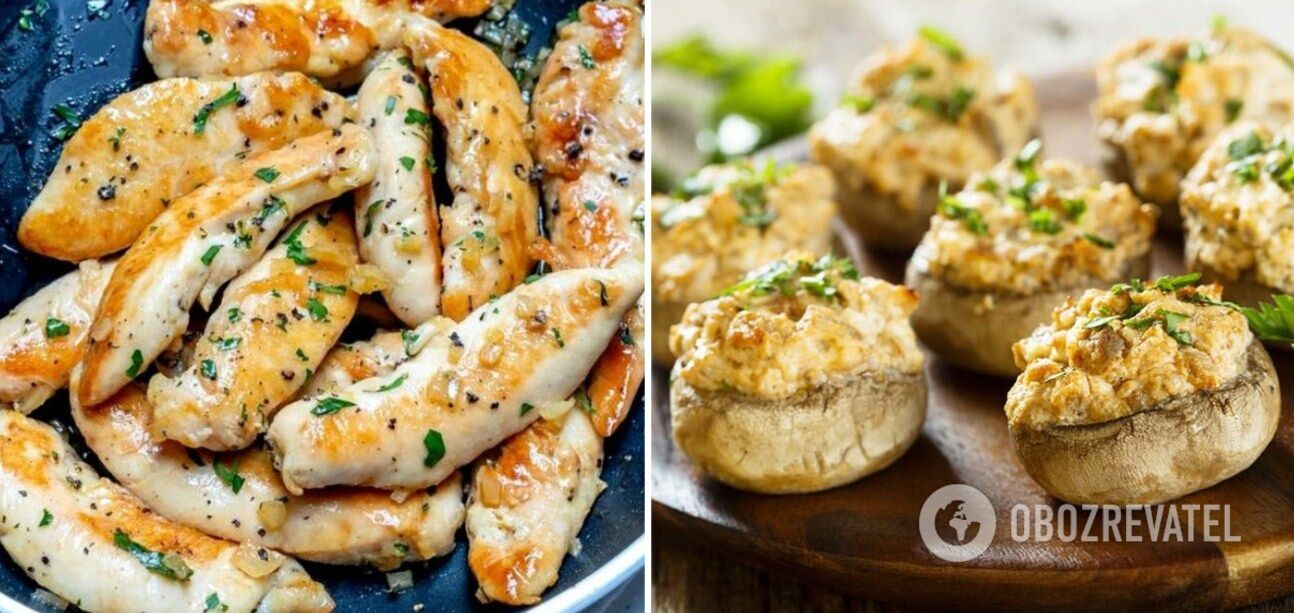 Stuffed mushrooms with chicken and cheese