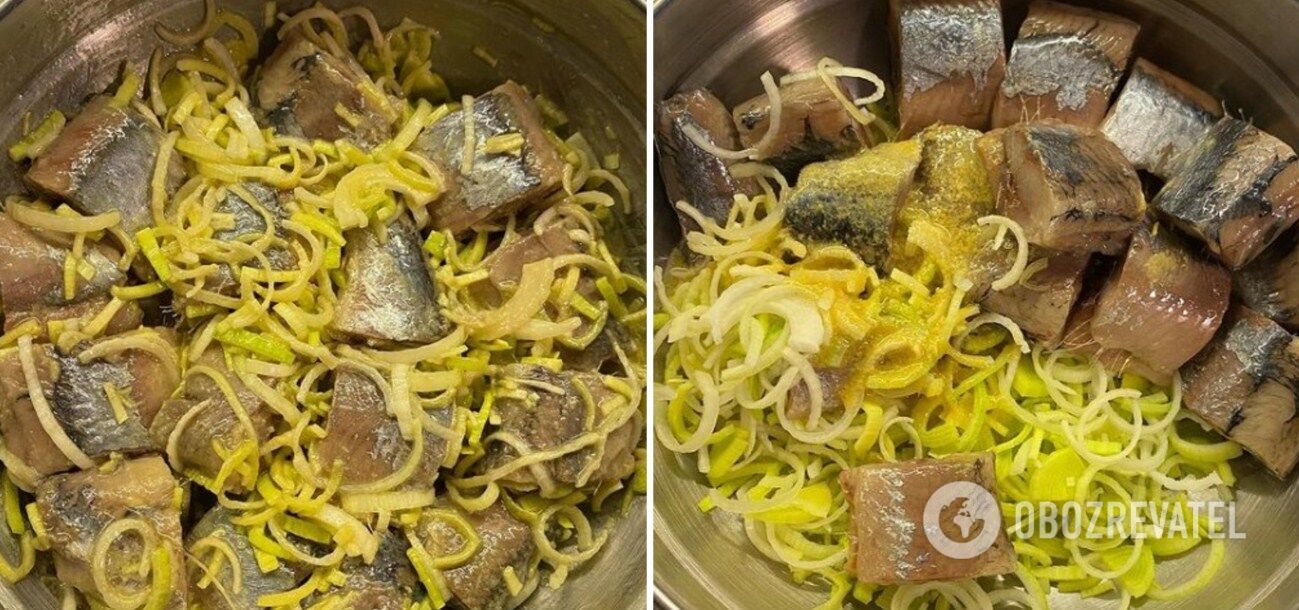 Herring in mustard sauce with onions