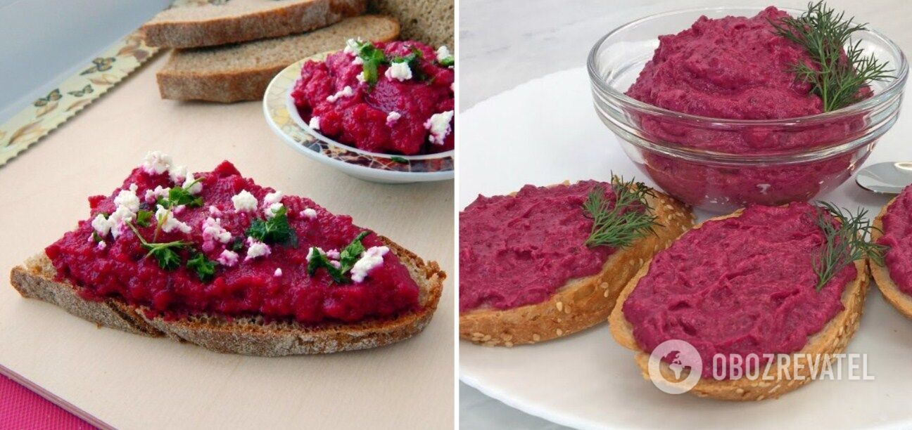 Spread with beets, eggs and cheese