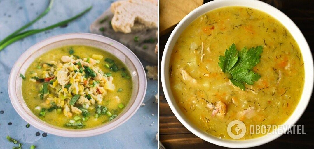 Pea soup with chicken and smoked meat