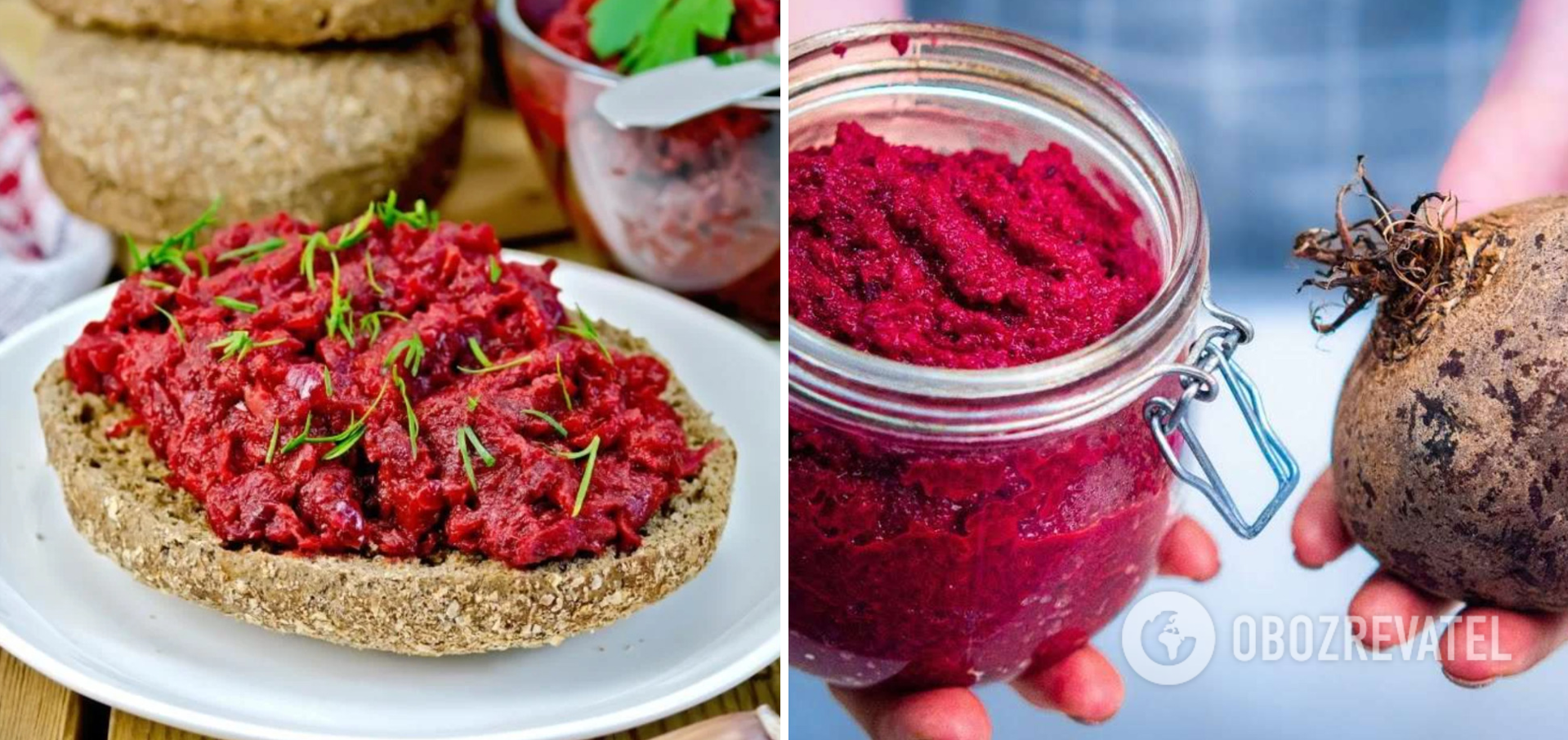 Beetroot, prune and garlic caviar