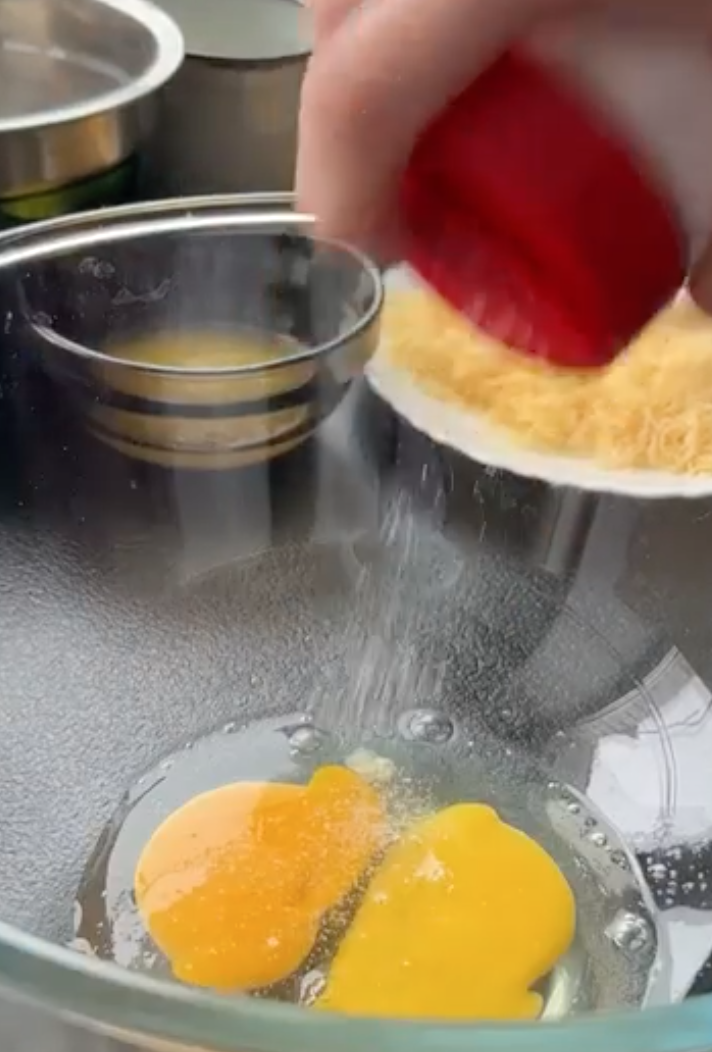 Preparing the dough for waffles