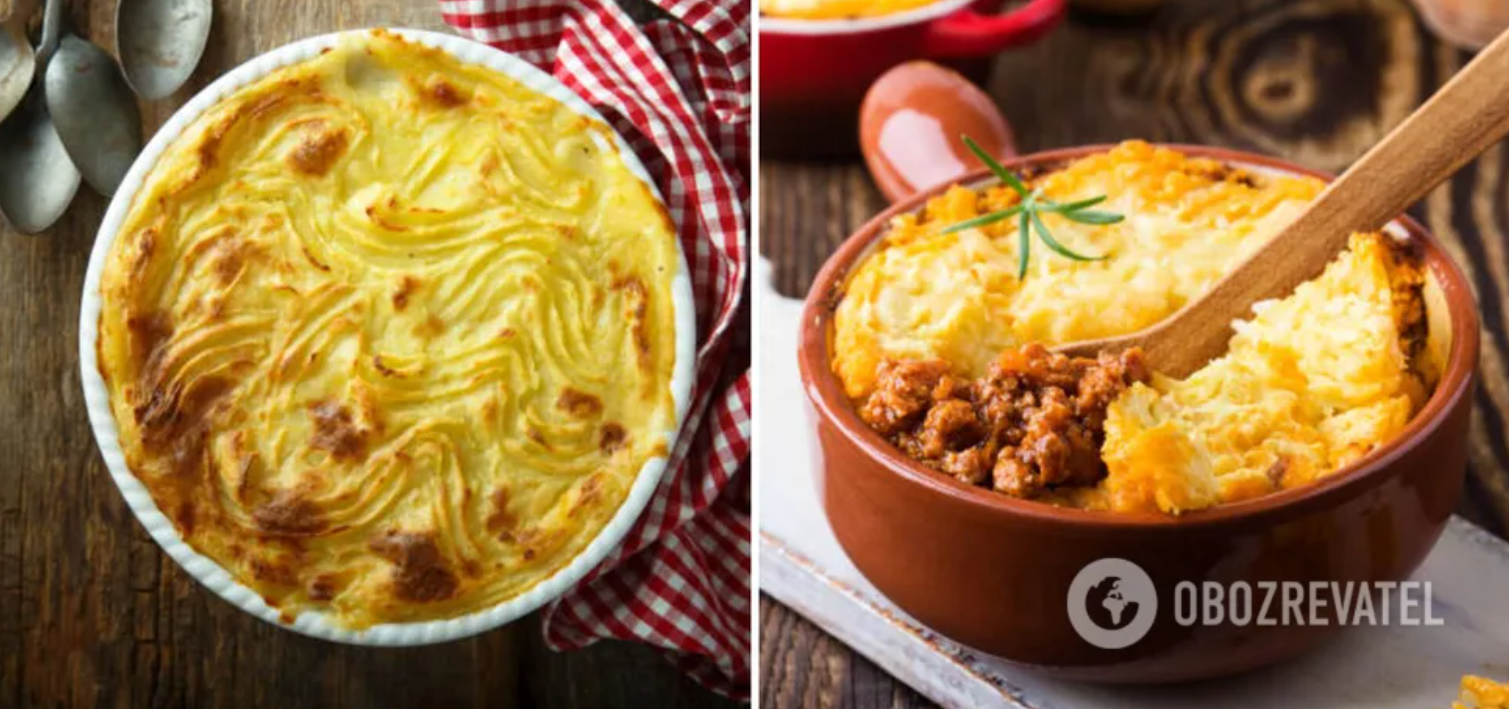 Shepherd's pie with potatoes and minced meat