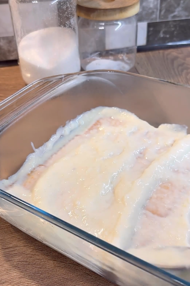 Cooking a cake with custard
