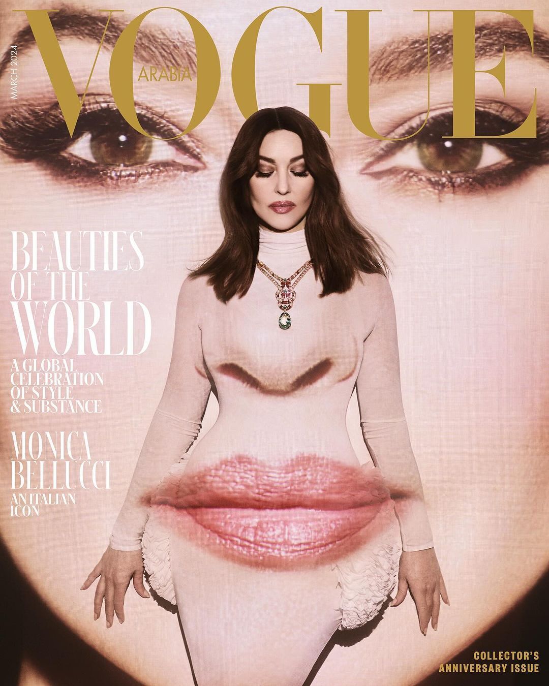 Perfect from head to toe: 59-year-old Monica Bellucci hits the cover of Vogue Arabia