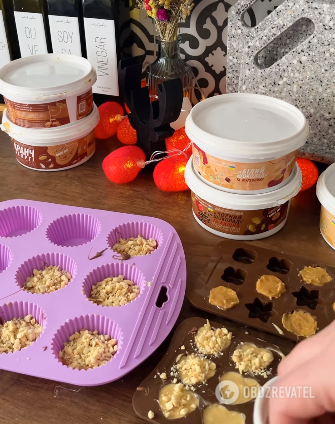 Healthy snack: homemade candies with fruit and peanut butter