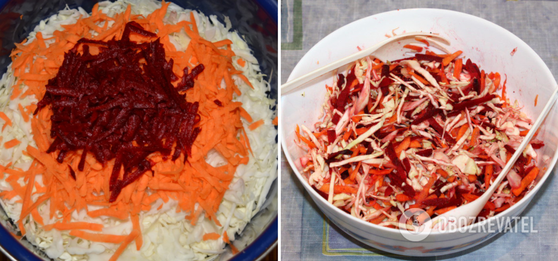 Pickled cabbage, beetroot and carrot salad