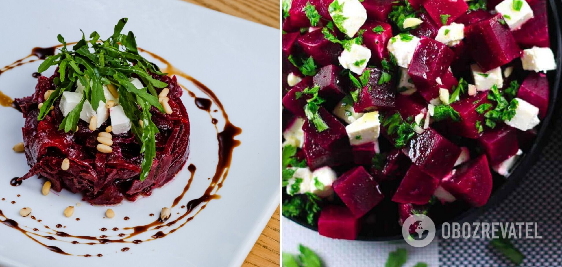 Salad with beets and feta without mayonnaise