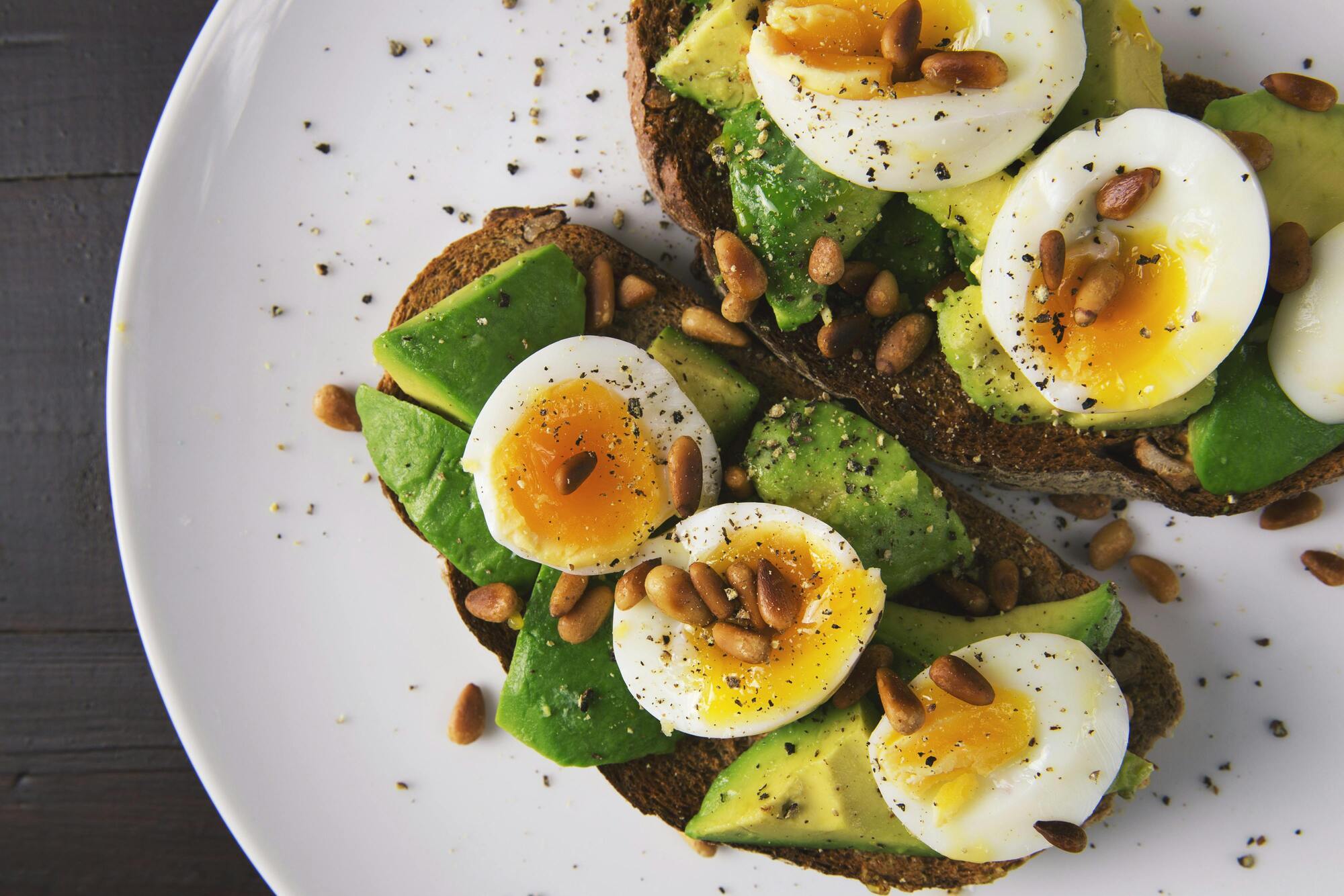 Toast with eggs and avocado