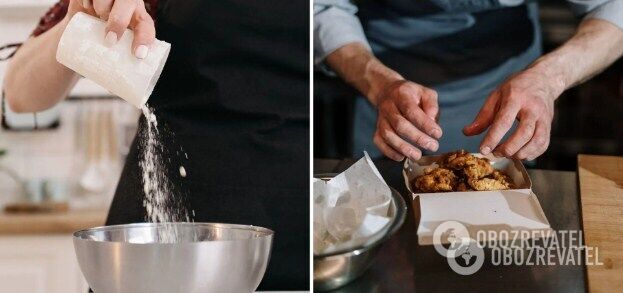 Rolling cabbage in batter