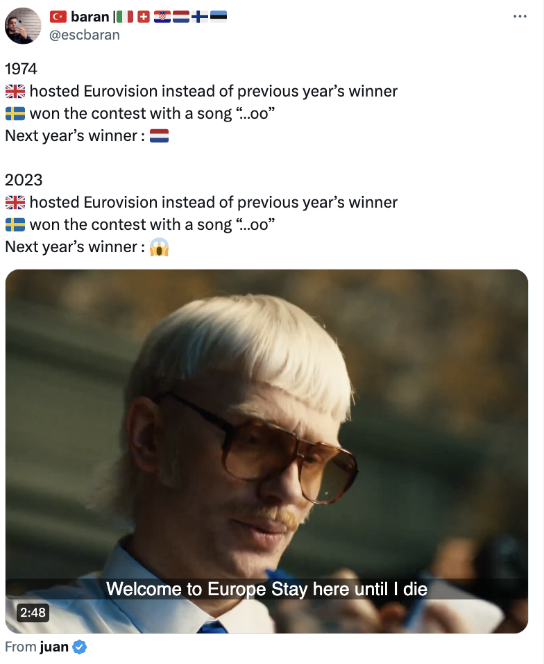 Is history repeating itself? The network predicted the likely winner of Eurovision 2024 and drew attention to strange coincidences