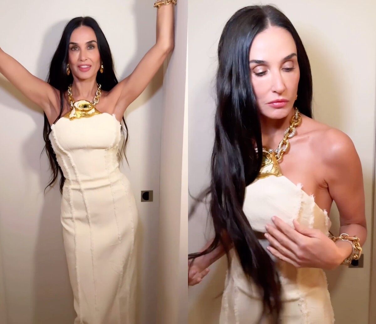 ''Is she sleeping in the freezer?'' 61-year-old Demi Moore stunned with her look in a tight midi dress