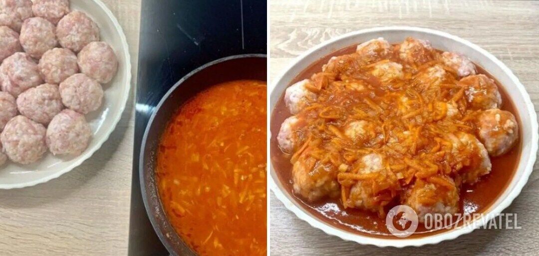 Chicken meatballs with tomato sauce