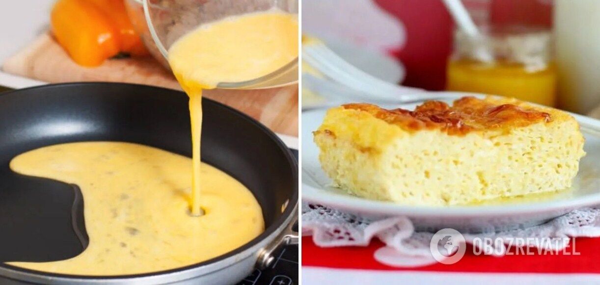 Puszysty i wysoki omlet z kwaśną śmietaną