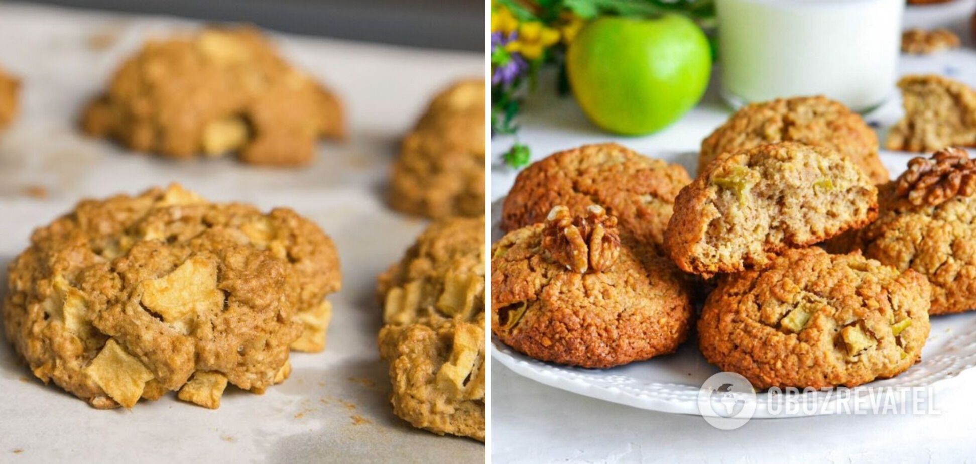 Quick oatmeal cookies with apples