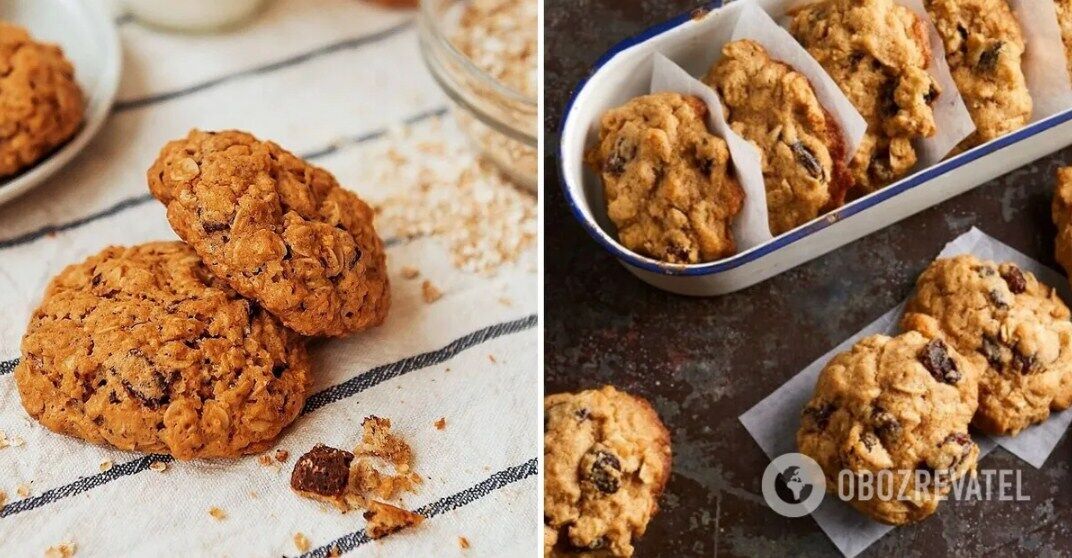 Crispy oatmeal cookies with nuts and dried fruits