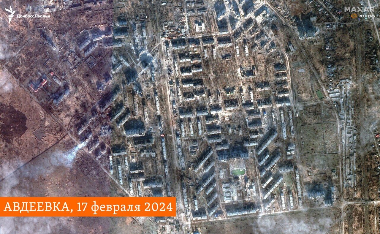 Destruction in Avdiivka from the satellite