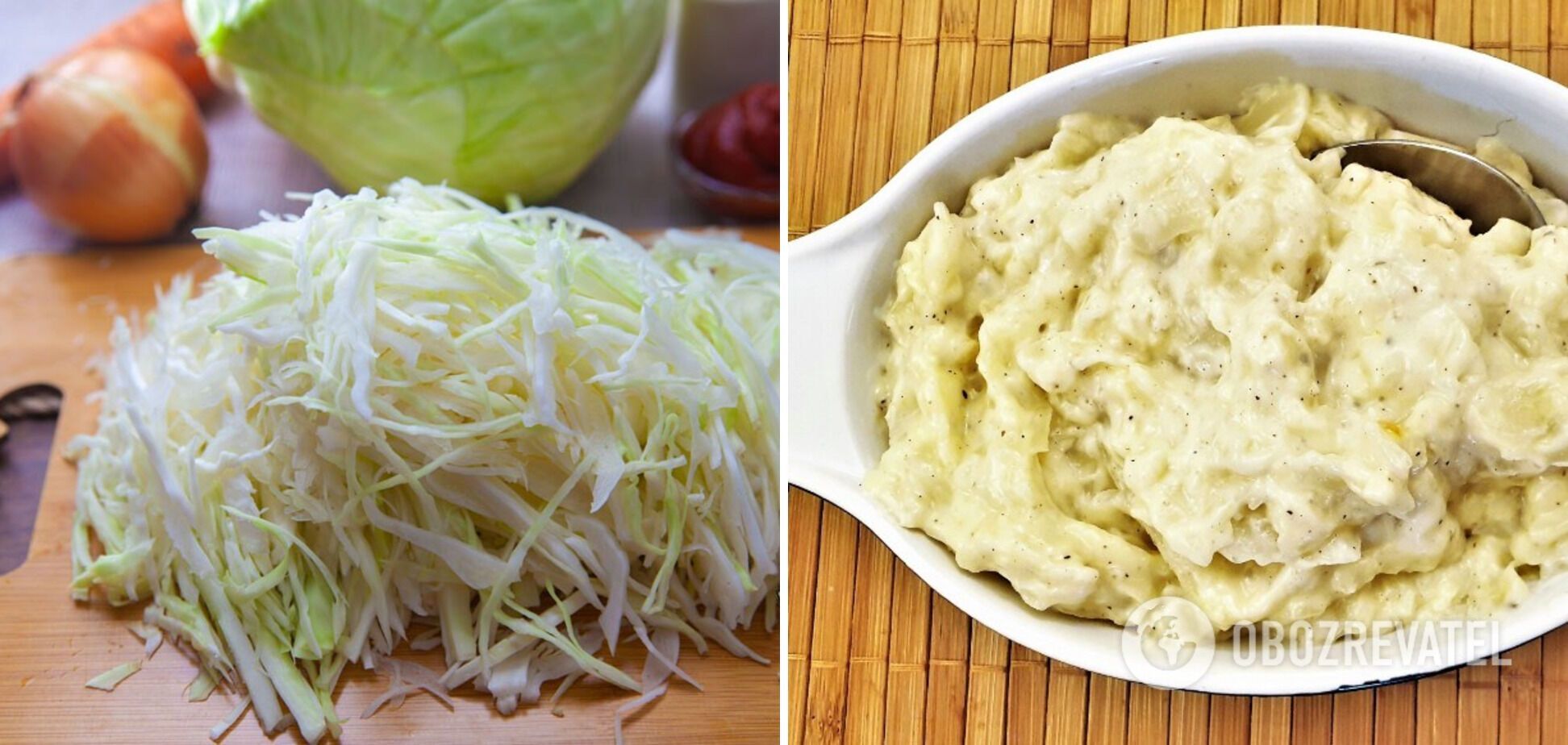 Braised cabbage in a pan