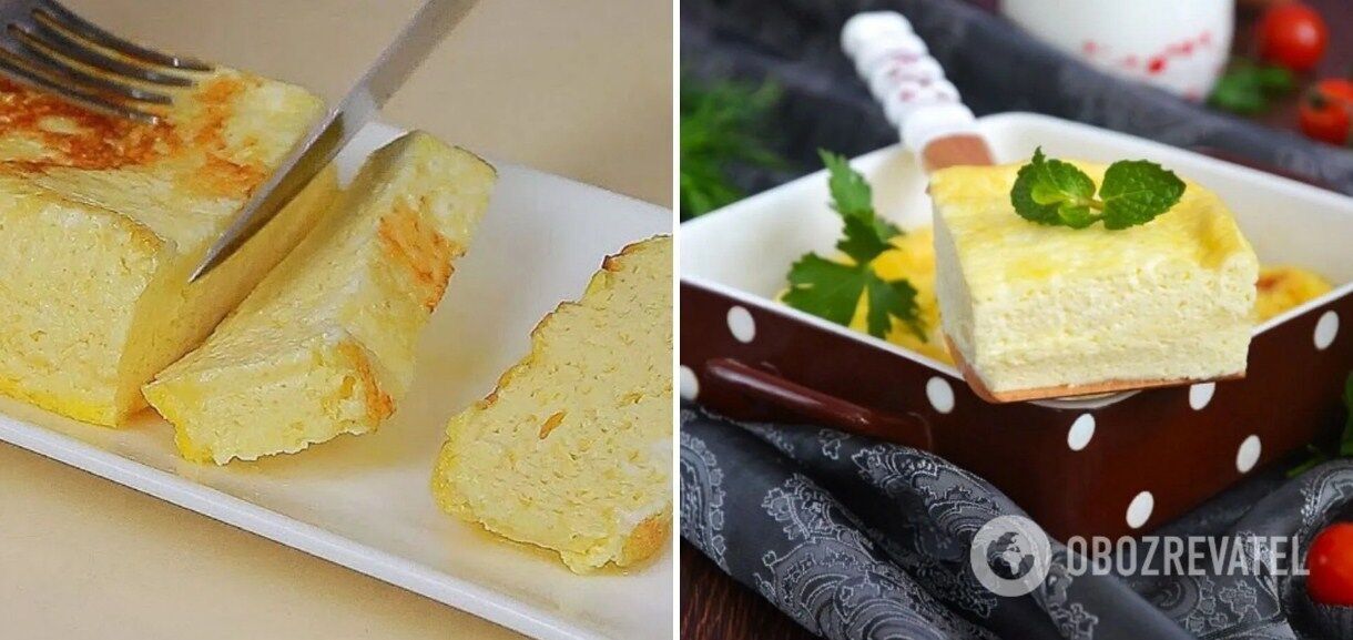 Baked omelette with cheese in the oven