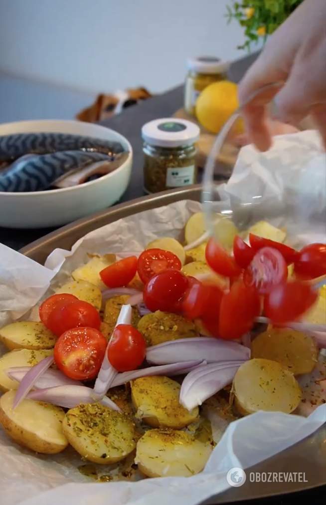 Vegetables with oil and spices