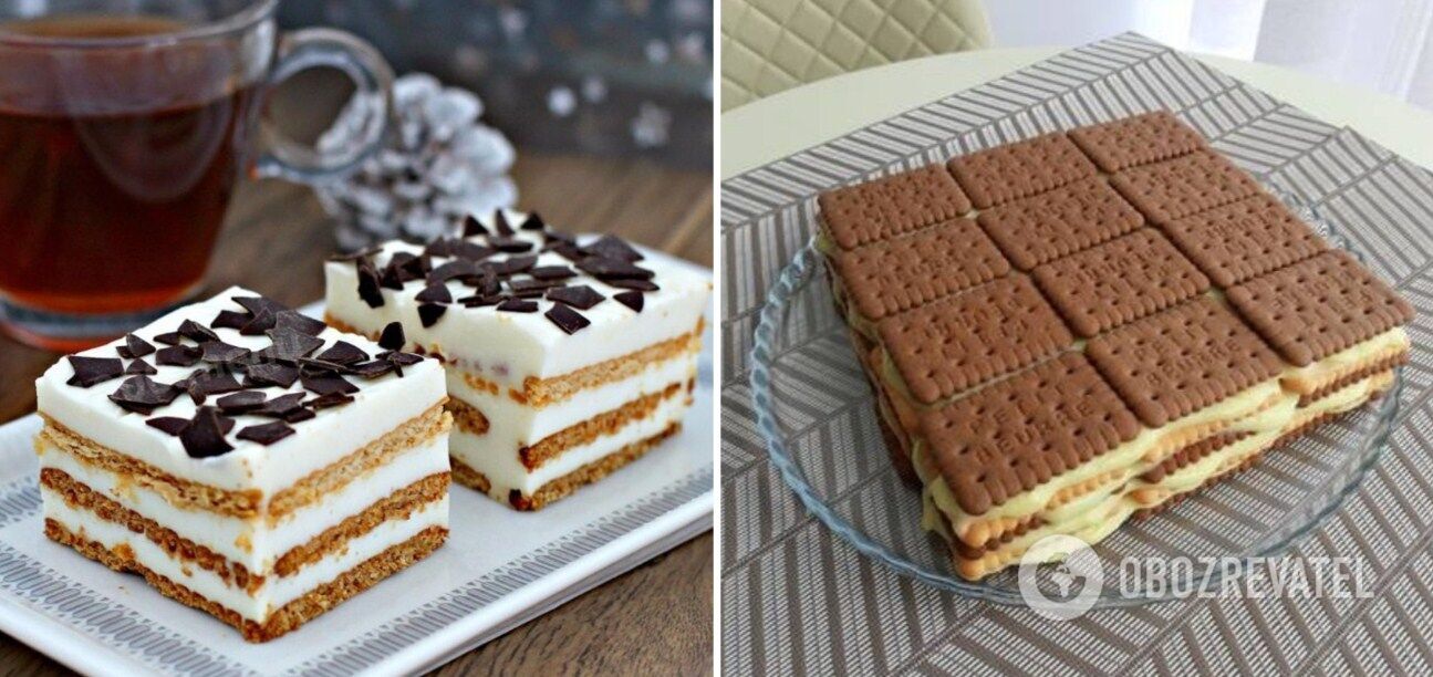 Cookie cake with sour cream cream