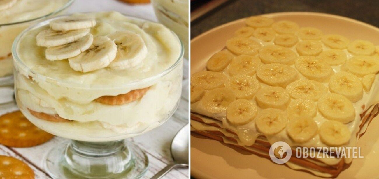 Banana cookie cake without baking