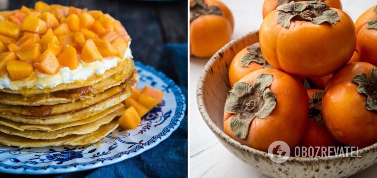 Healthy pancakes with persimmons