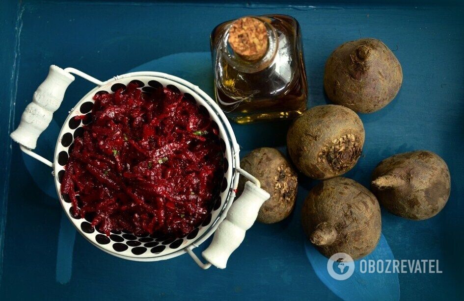 Chopped beetroot for borscht