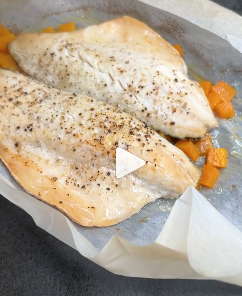 Ready baked fish with pumpkin