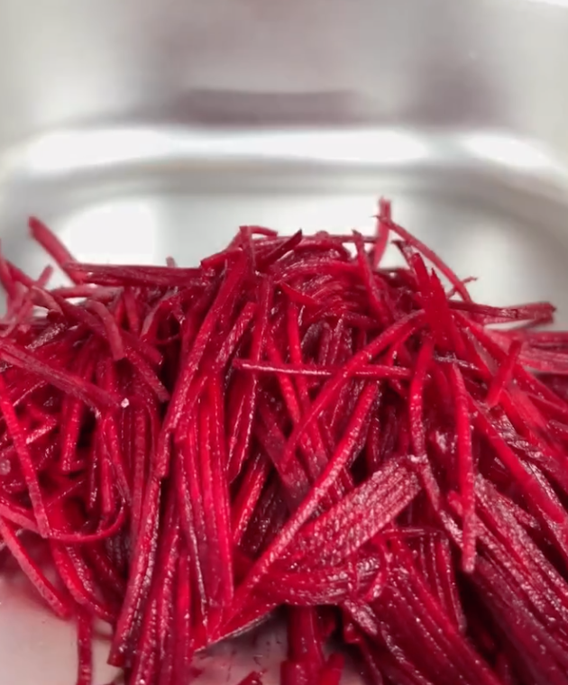 Grated beetroot