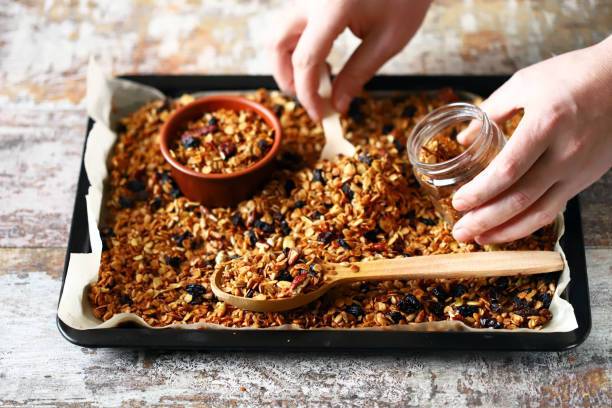 Granola in the oven