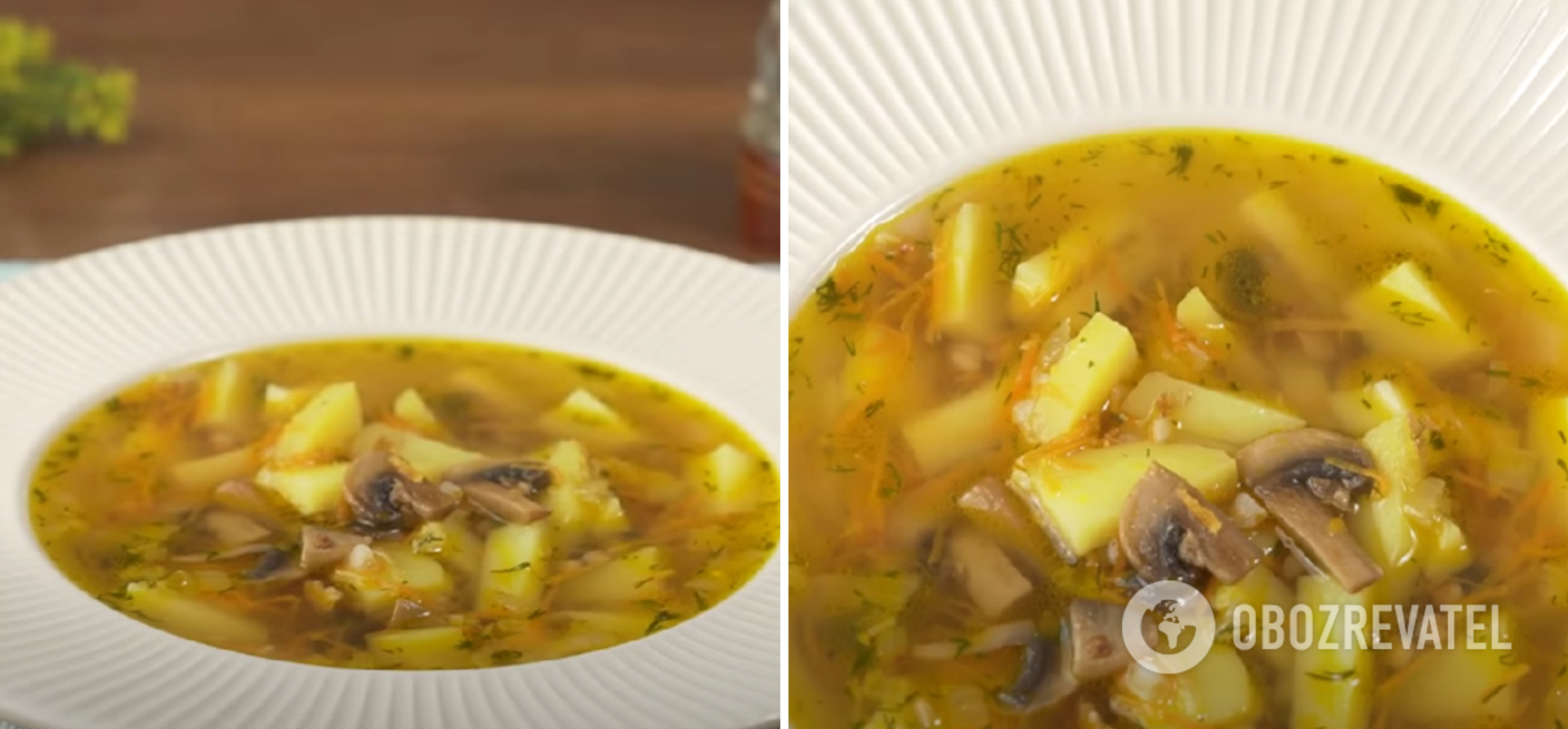 Soup with mushrooms and buckwheat