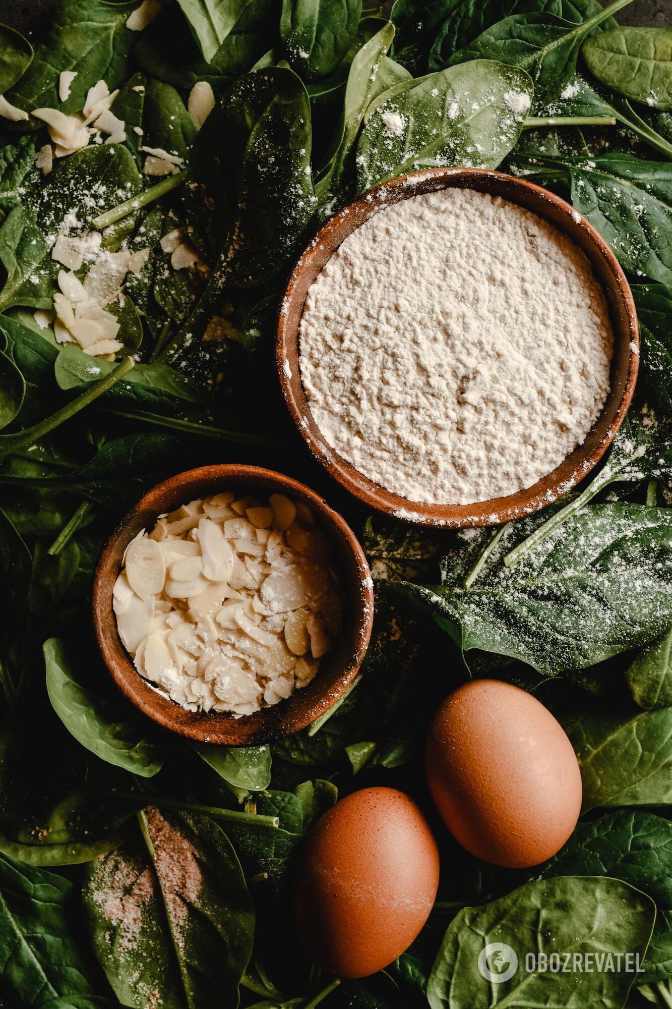 Chicken eggs and flour