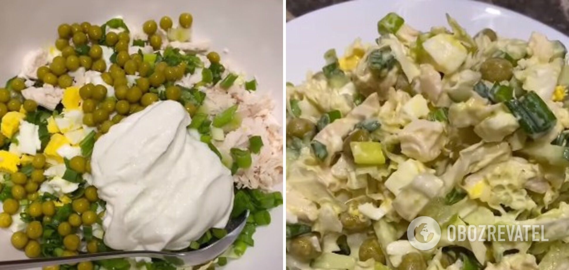 Salad with cabbage and peas