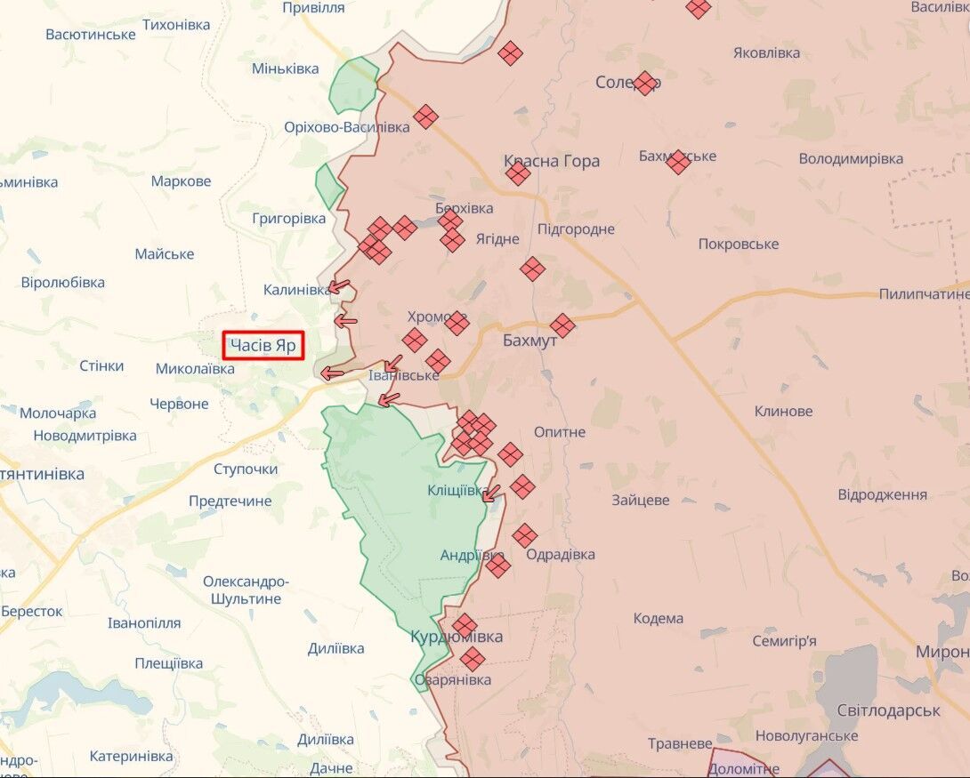 Zadanie zostało wykonane: ISW oceniło plany wojsk Putina dotyczące Czasowego Jaru. Mapa