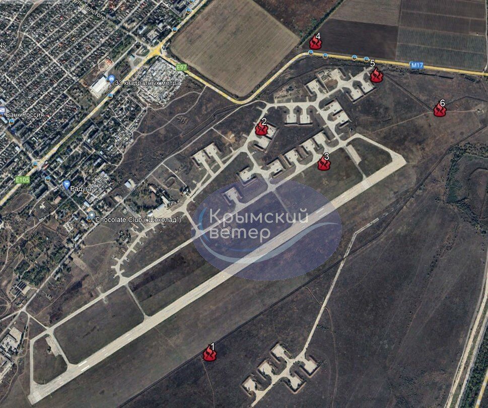 Zarejestrowano sześć ognisk pożaru: nowe szczegóły dotyczące lotniska wojskowego w Dżankoju