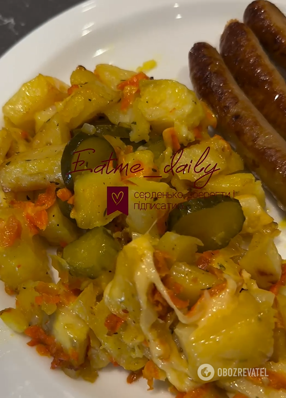 Budget potato casserole with pickles: be sure to cook for lunch
