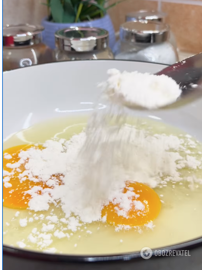Eggs with flour for batter