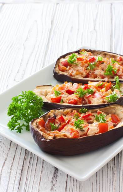 Eggplant stuffed with meat and vegetables