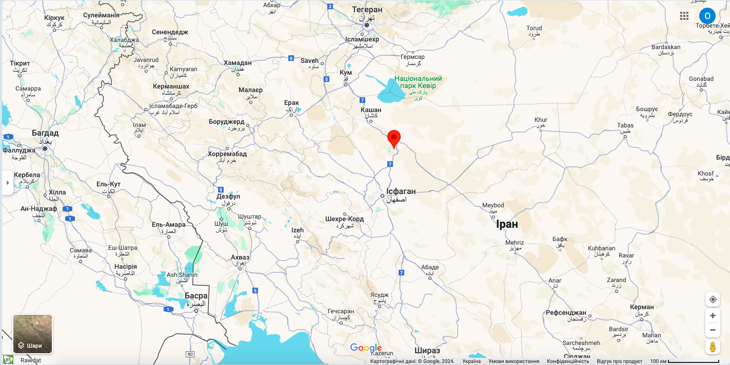 Miasto Natanz w Iranie na mapie