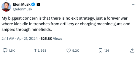 ''It's blatantly simple'': the OP responded to Musk's accusations about the lack of a ''strategy for exiting the war''