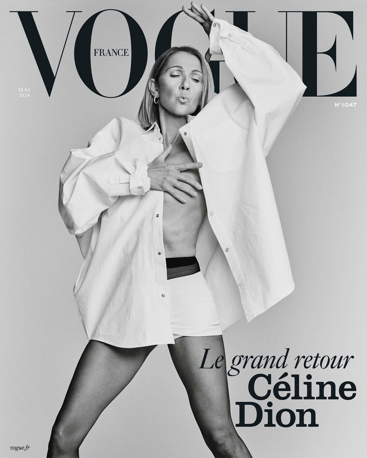 Poważnie chora Celine Dion pojawiła się na okładce Vogue w miękkiej ''sukience w chmury'' i bez stanika