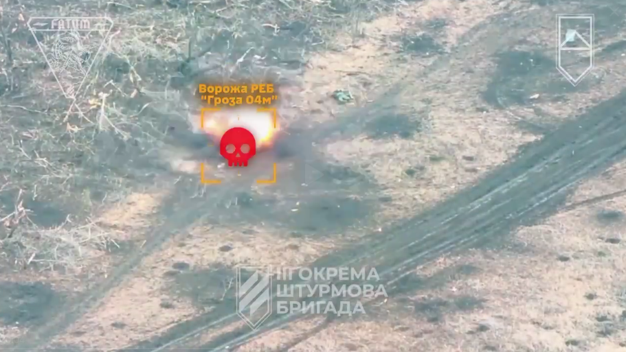 Turned into scrap: soldiers of the Third Assault Brigade destroyed an enemy trench electronic warfare device ''Groza-04M''. Video